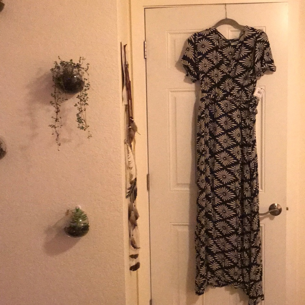 Black and white floral maxi wrap dress